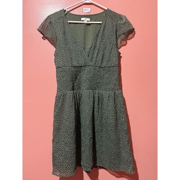 BP Womens Dress S Small Green Short Sleeve V Neck - Picture 1 of 7